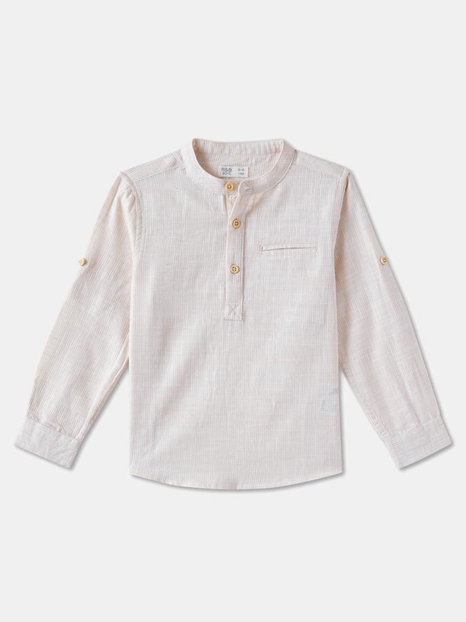 Boys Regular Fit Full Sleeve Mandarin Collar Shirt