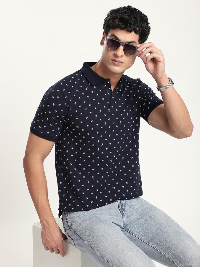 Men Cotton Slim Fit Polo Neck Graphic T-shirt
