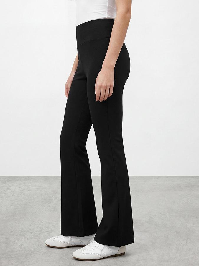 R&B Women Black High Rise Flared Trackpant 