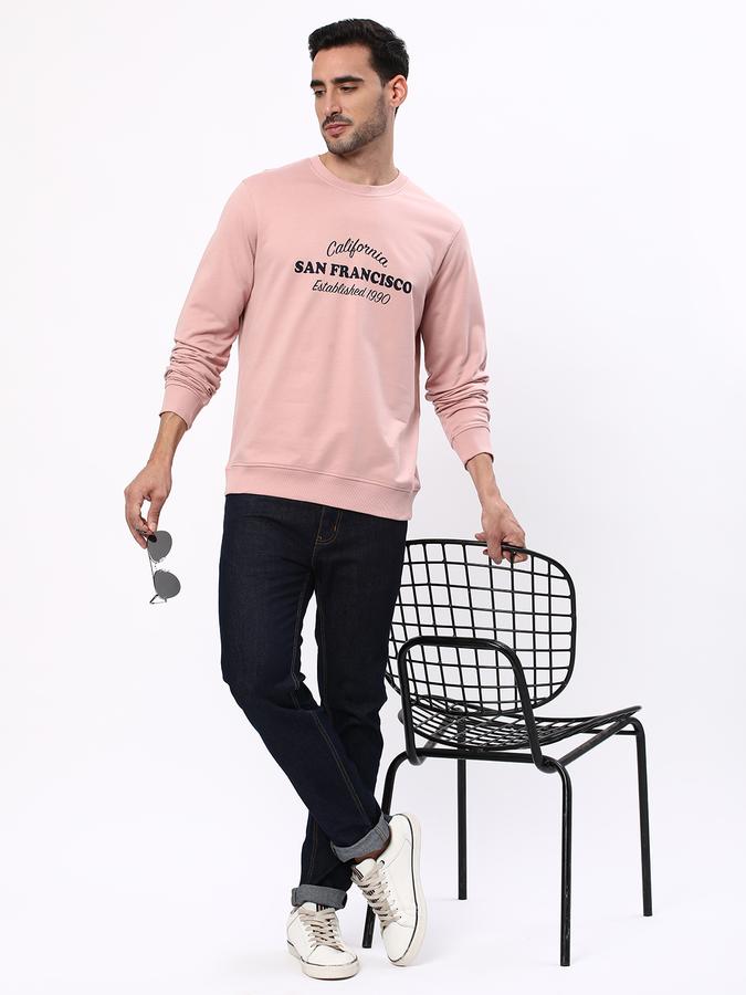 Men Regular Fit Typographic Print Round-Neck Sweatshirt image number 1