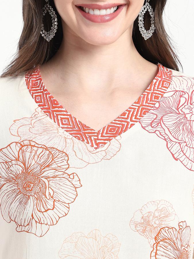 R&B Women Ethnic's Orange Printed Kurta