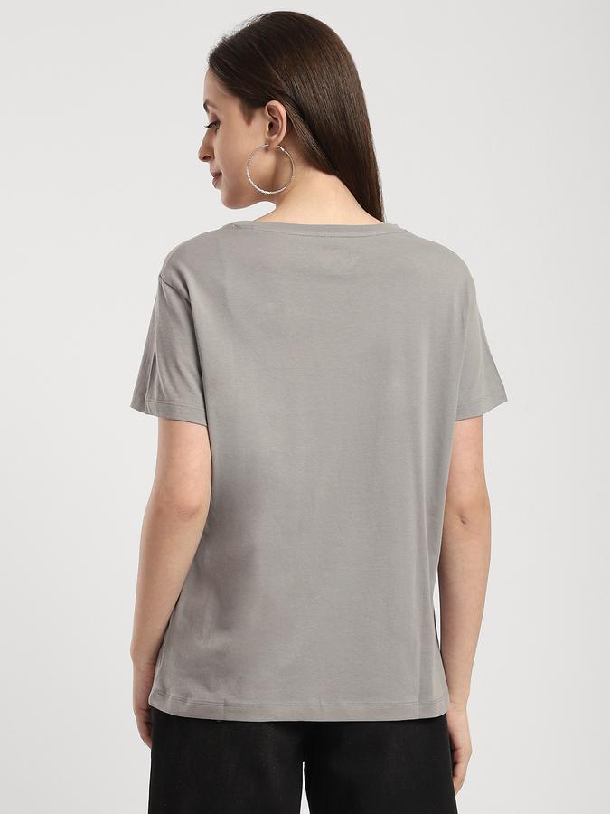 R&B Women Light Grey Typography T-Shirt