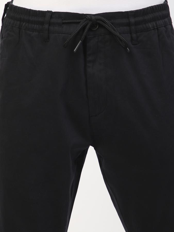 Men Cotton Regular Fit Drawstring Waist Jogger Trousers