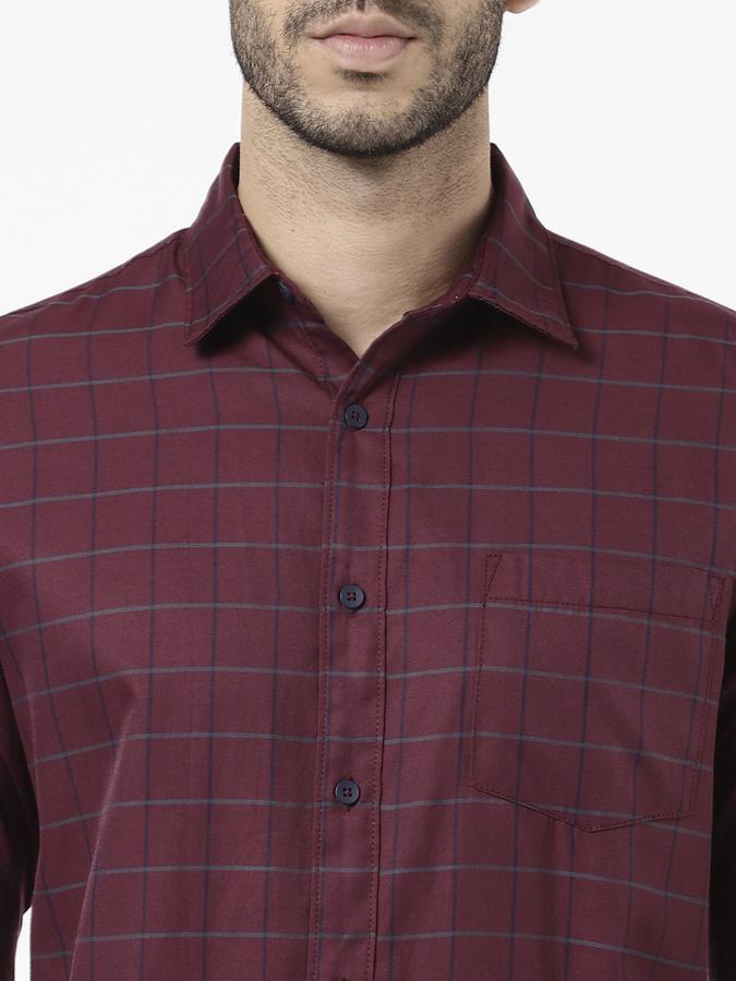 R&B Men Maroon Casual Shirts image number 3