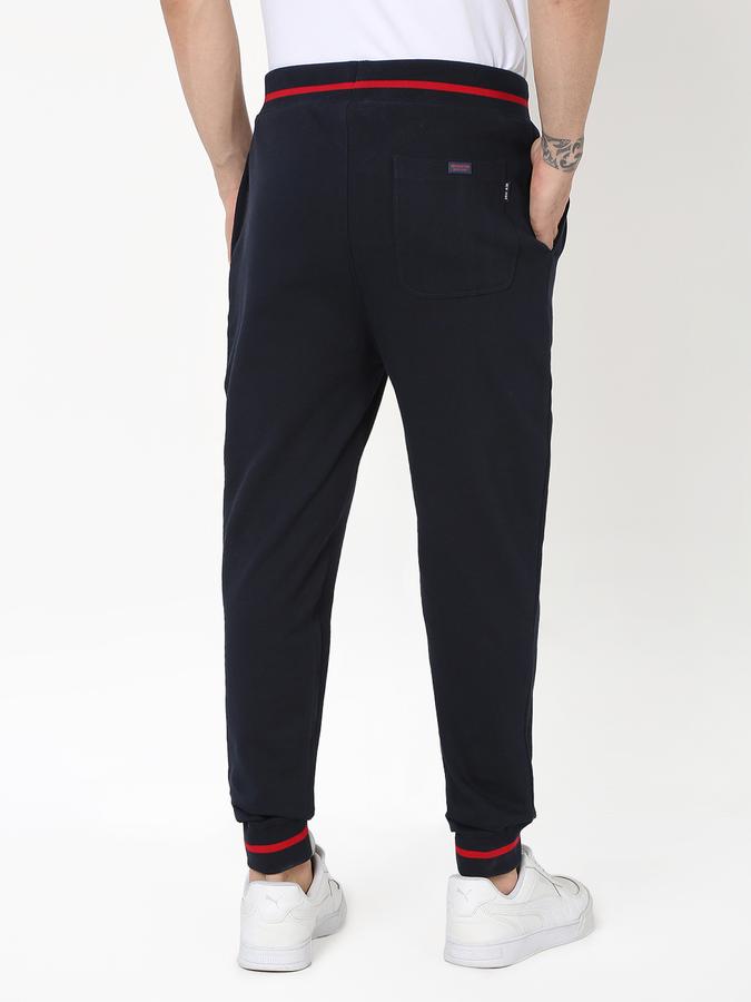 Men Cotton Slim Fit Drawstring Waist Cuffed Hem Trackpants