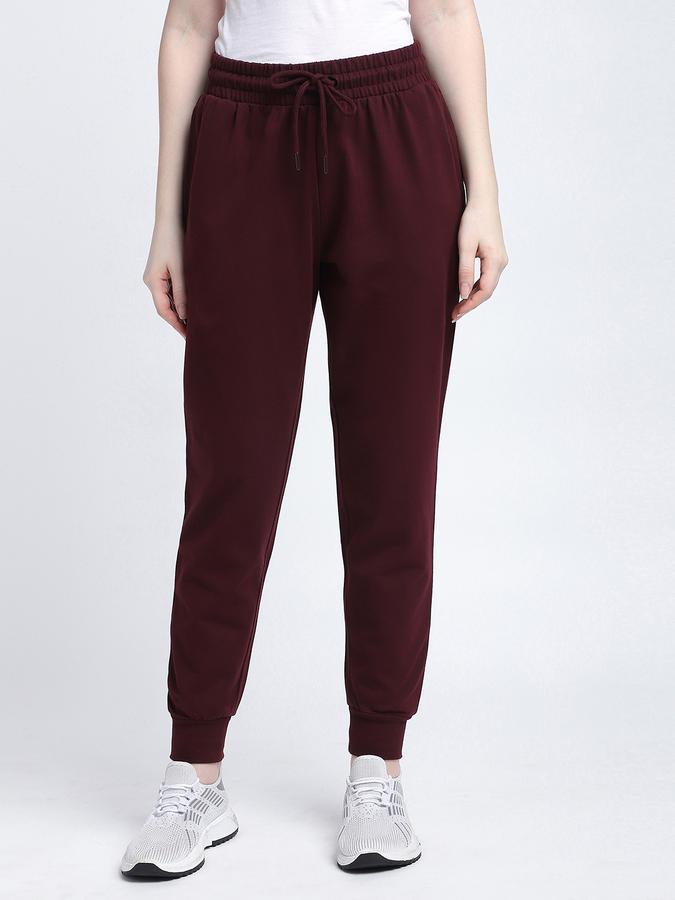 Women Cotton Regular Fit Drawstring Waist Solid Trackpants