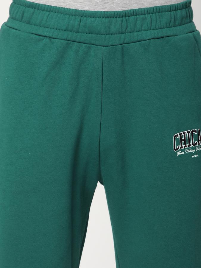 Men Cotton Blend Regular Fit Drawstring Waist Cuffed Hem Trackpants