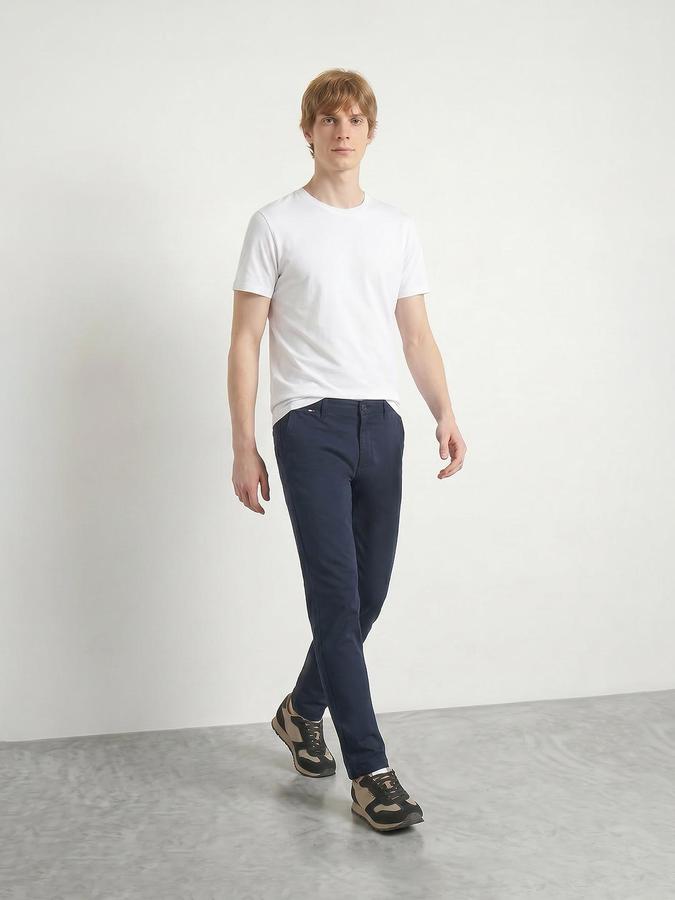 R&B Men's Navy Blue Slim Fit Trousers