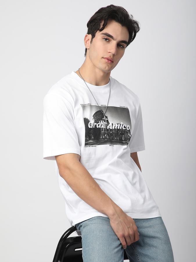 Men Cotton Relaxed Fit Crew Neck Graphic T-shirt