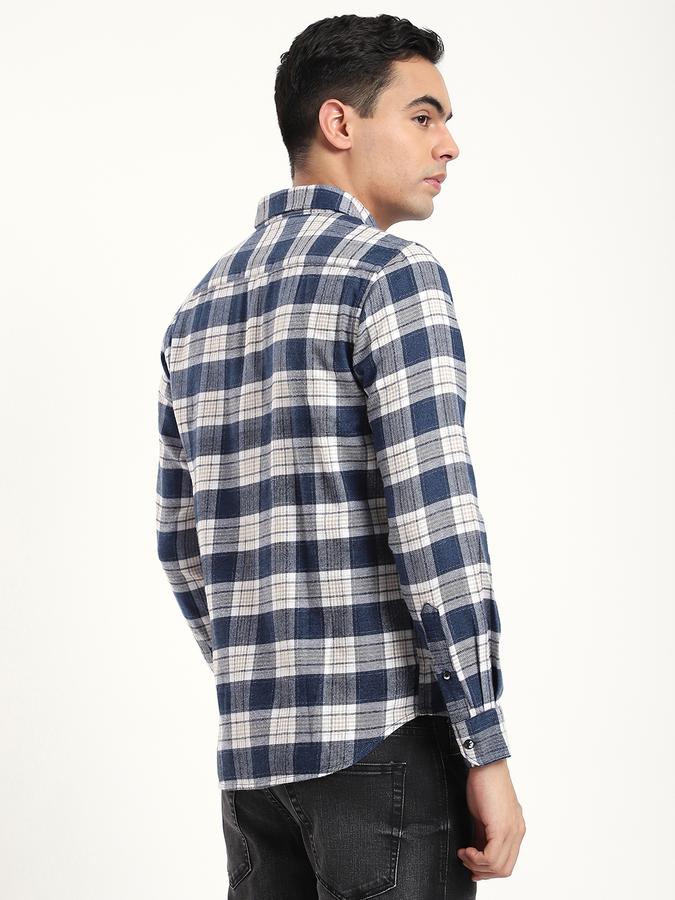 Men Cotton Regular Fit Button-Down Collar Checked Shirt