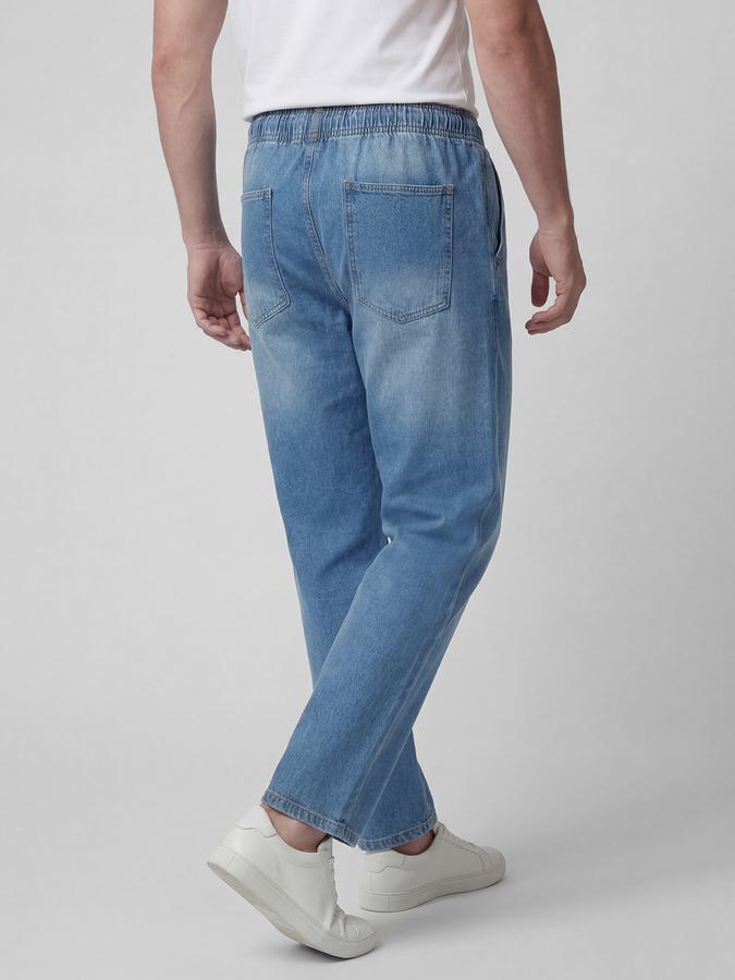 R&B Blue Solid Men Mid-Rise Relaxed Fit Jeans