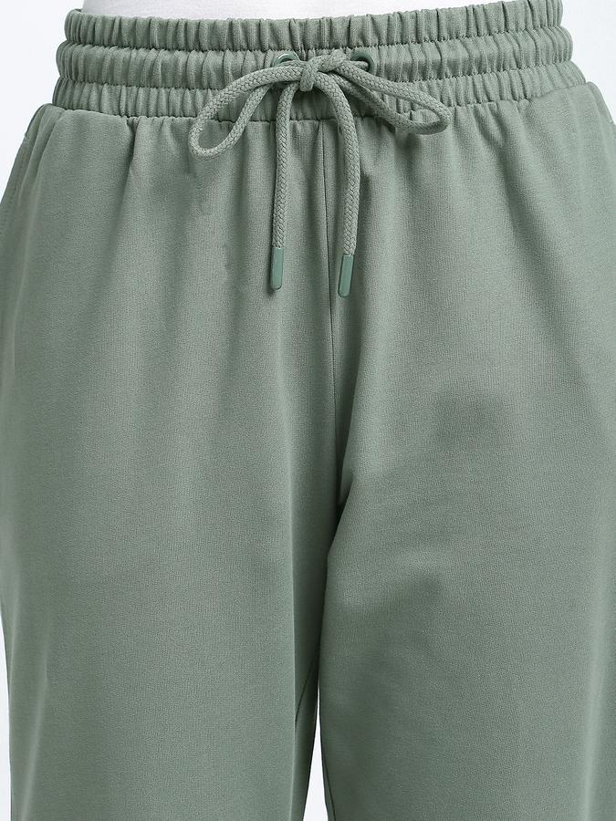 Women Cotton Regular Fit Drawstring Waist Solid Trackpants