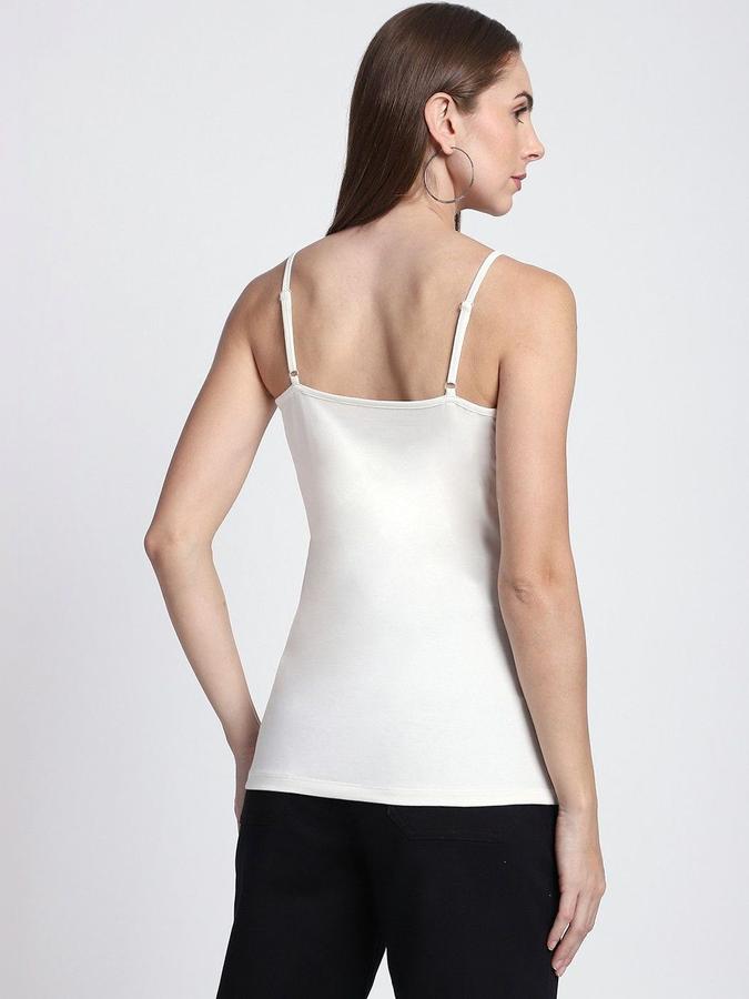 R&B Women Ivory Solid Shoulder Straps Camisole
