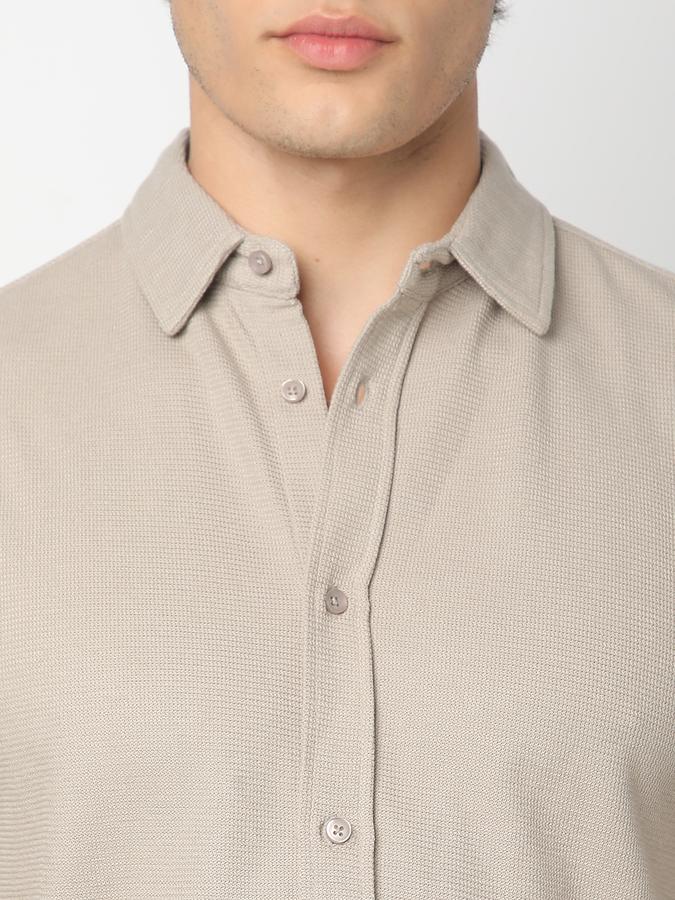 Men Cotton Blend Regular Fit Shirt Collar Solid Shirt