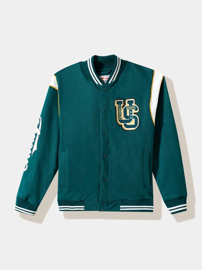 Boys Polyester Varsity Snap Front Graphic Jacket