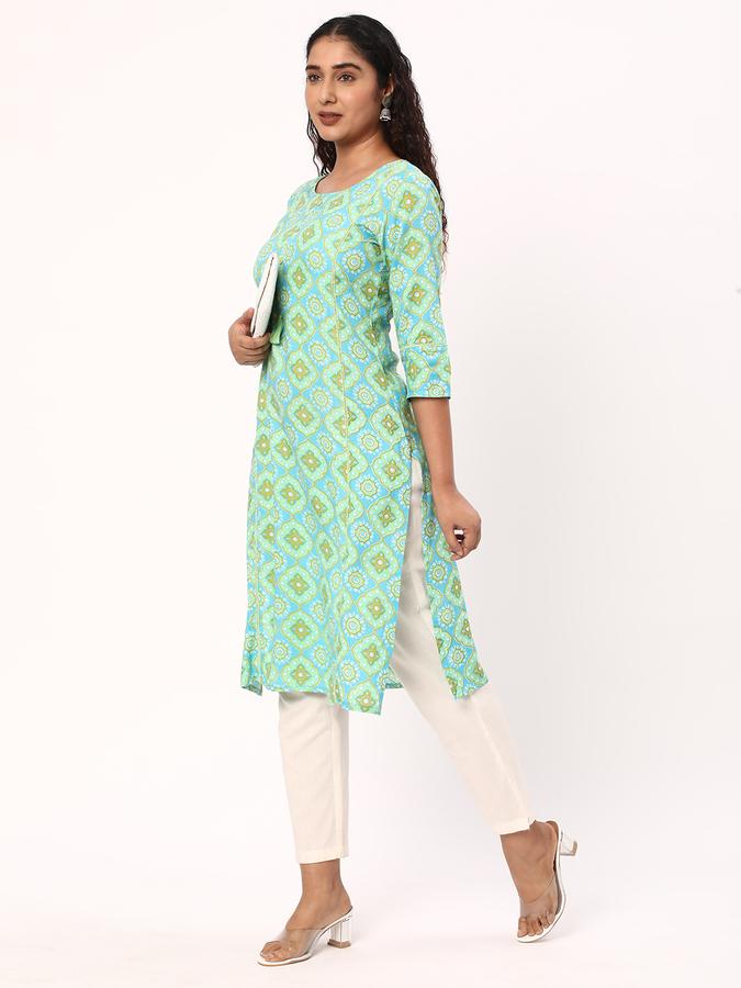 R&B Women's Printed Regular Straight Kurta 3-Q Sleeves image number 1