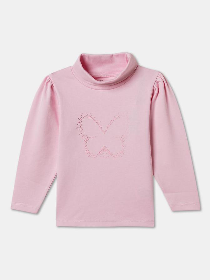 R&B Girls Pink Long Sleeves Printed Top