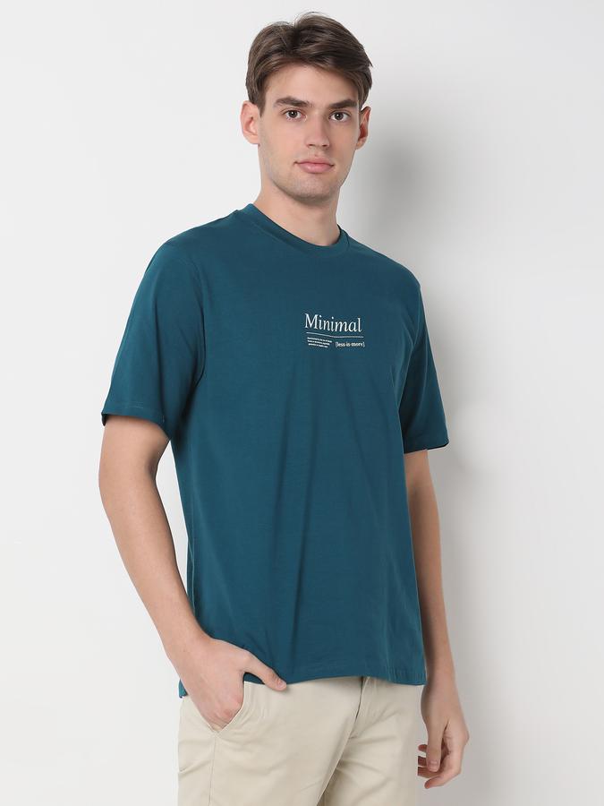 Men Typographic Print Regular Fit Crew-Neck T-Shirt image number 1