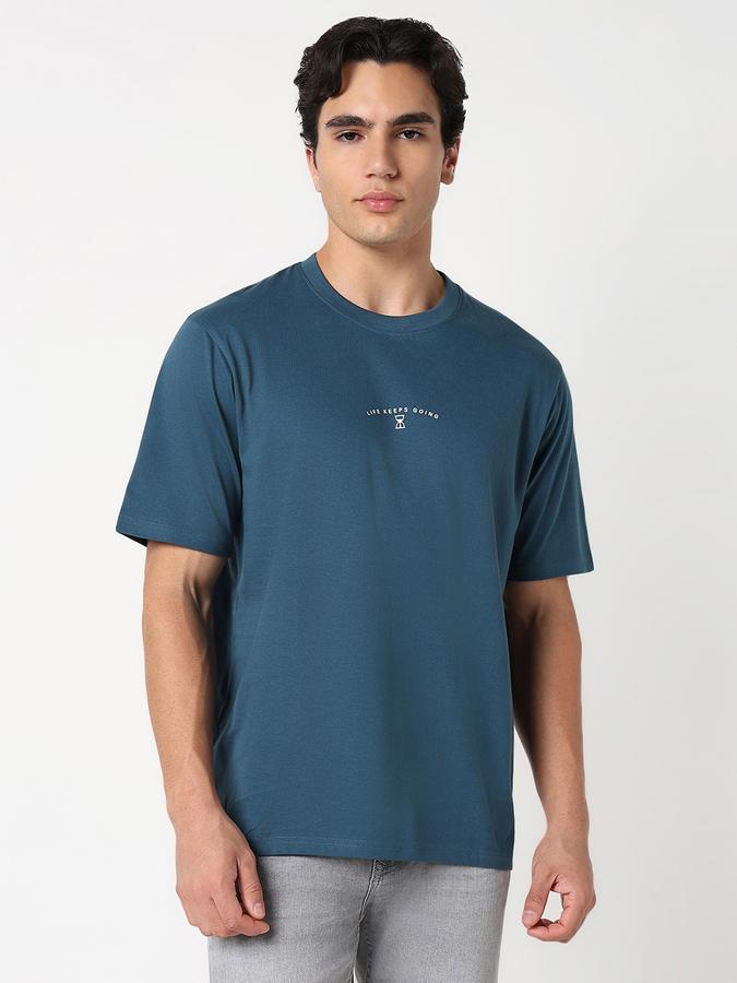 Men Cotton Relaxed Fit Crew Neck Solid T-shirt