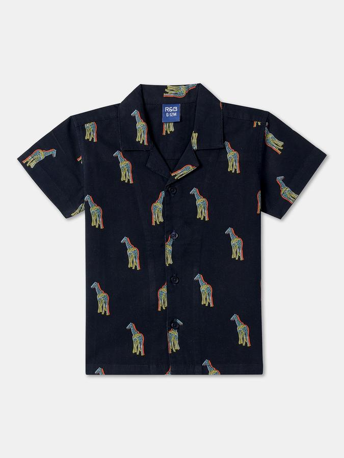 Boys Regular Fit Short Sleeve Camp Collar Shirt