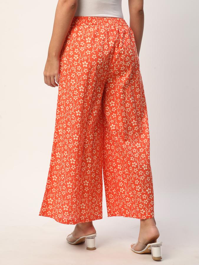 Women Cotton Palazzo Elasticated Waist Printed Trousers