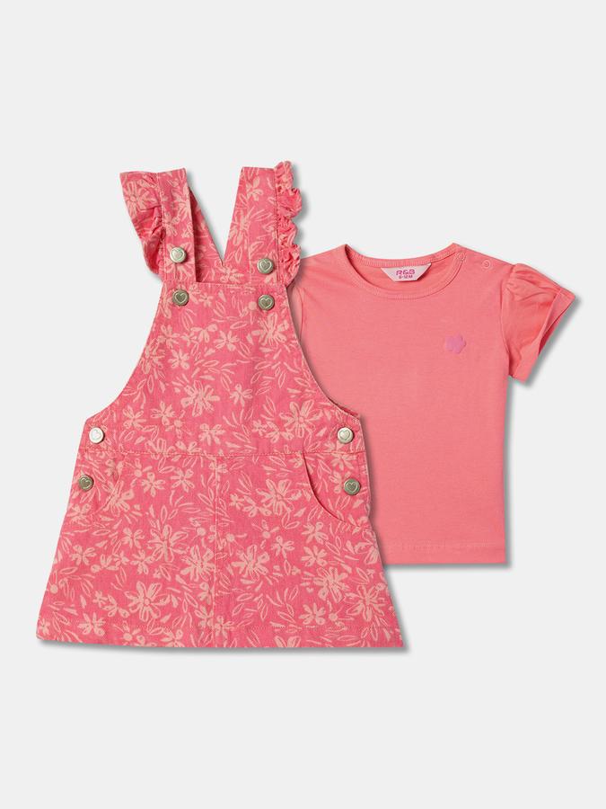 Girls Micro Print Regular Fit Dungaree image number 0