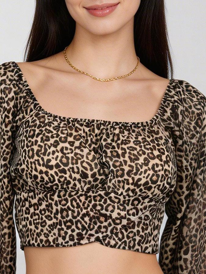 R&B Brown Printed Women Fitted Top 