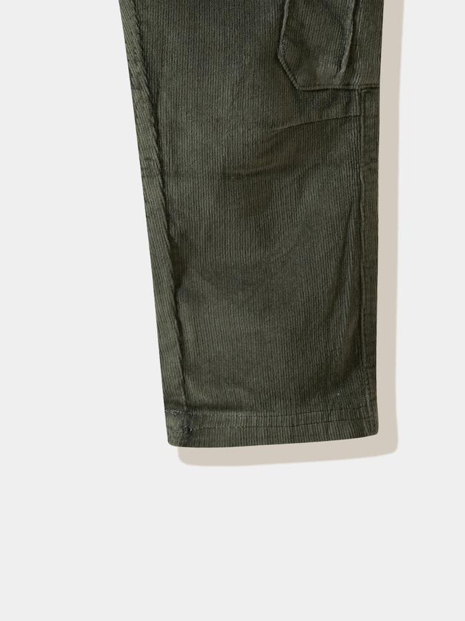 Boys Corduroy Regular Fit Drawstring Waist Clean Hem Trousers