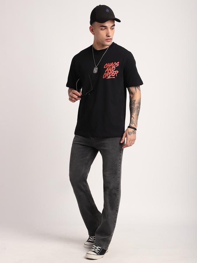 R&B Men's Black Printed T-Shirt
