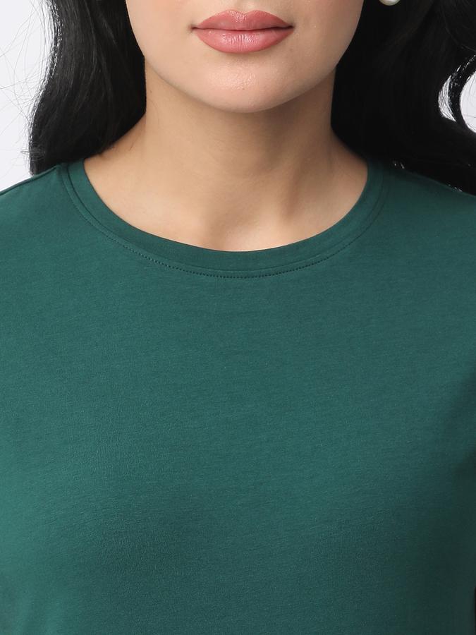 Women Cotton Relaxed Fit Crew Neck Solid T-shirt