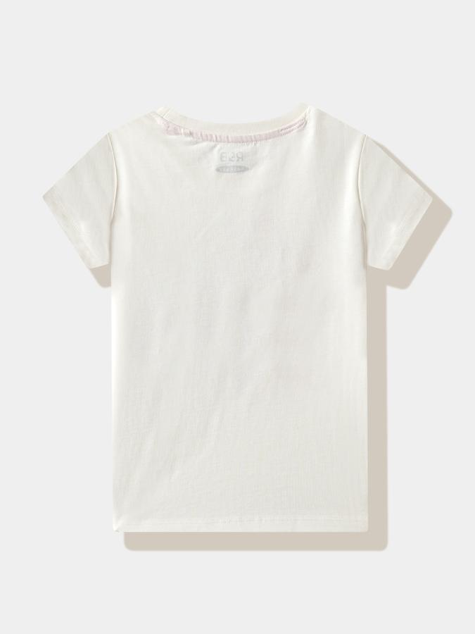 Girls Cotton Regular Fit Crew Neck Graphic T-shirt