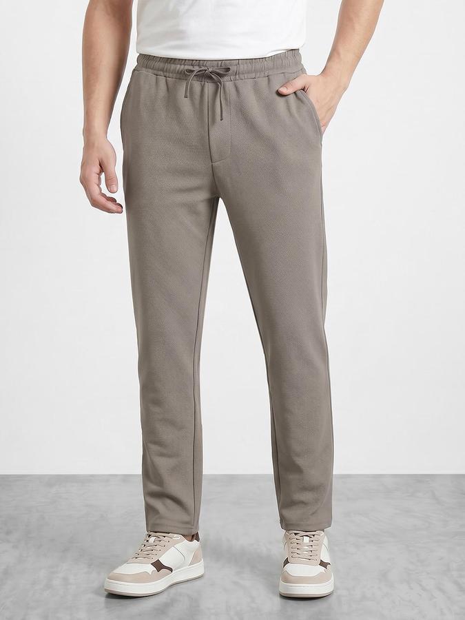 R&B Men's Beige Regular Fit Trousers