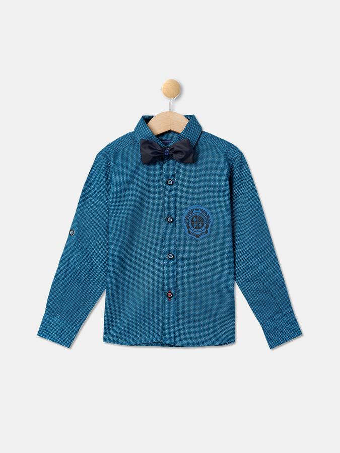 R&B Boys' Blue Printed Shirt