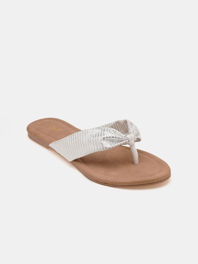 R&B Women Ivory Metallic Textured Slip On Flats