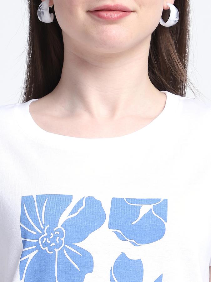 Women Cotton Regular Fit Crew Neck Graphic T-shirt