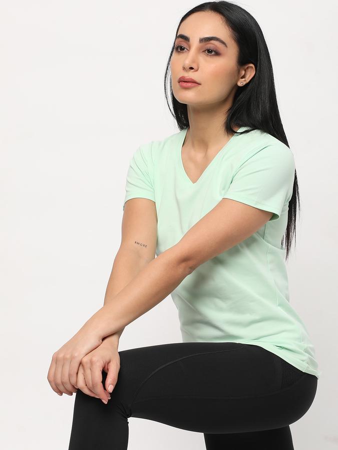 Women Cotton Relaxed Fit V-Neck Solid T-shirt