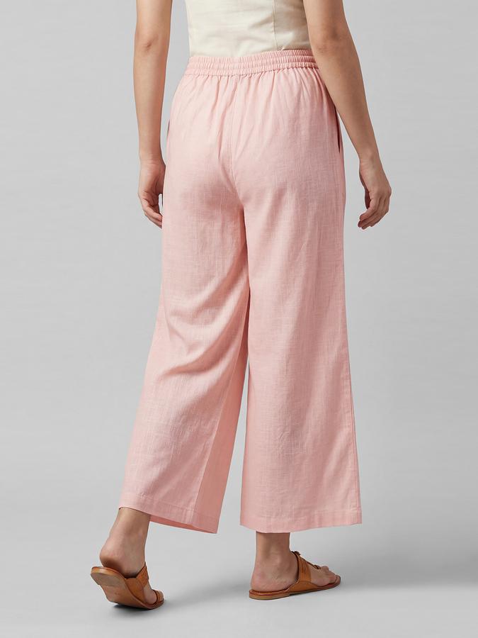 R&B Solid Pink Women Flared Palazzo