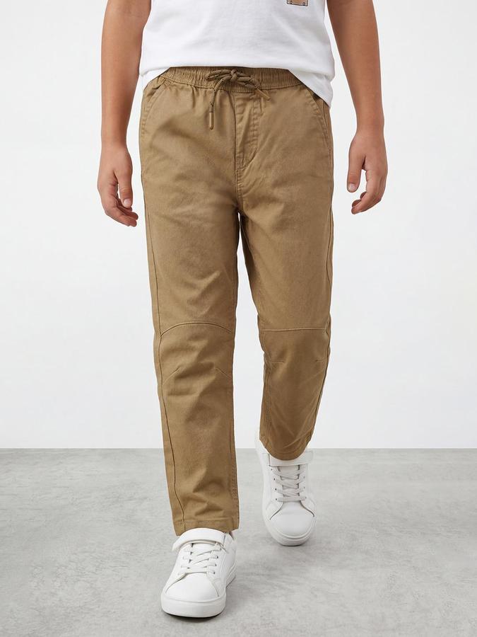 R&B Boy's Brown Regular Fit Trousers
