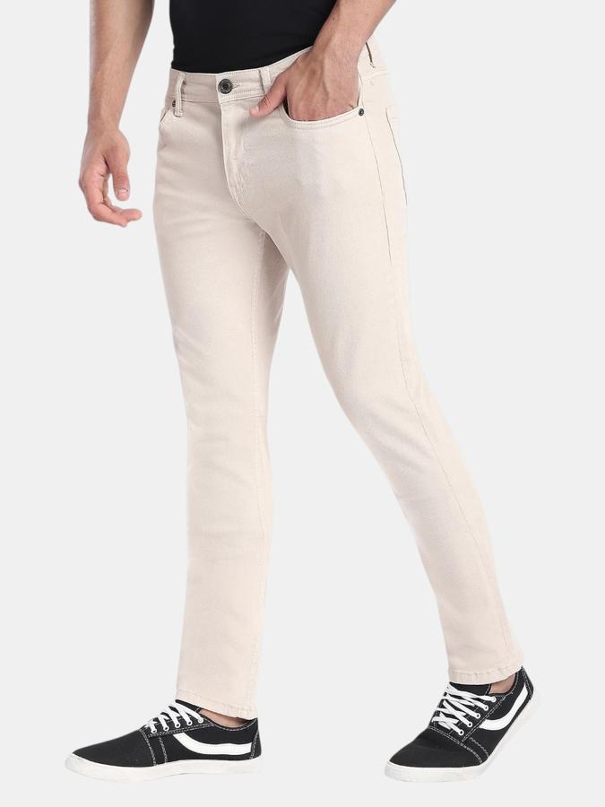 R&B Beige Slim Fit Men Mid Rise Jeans