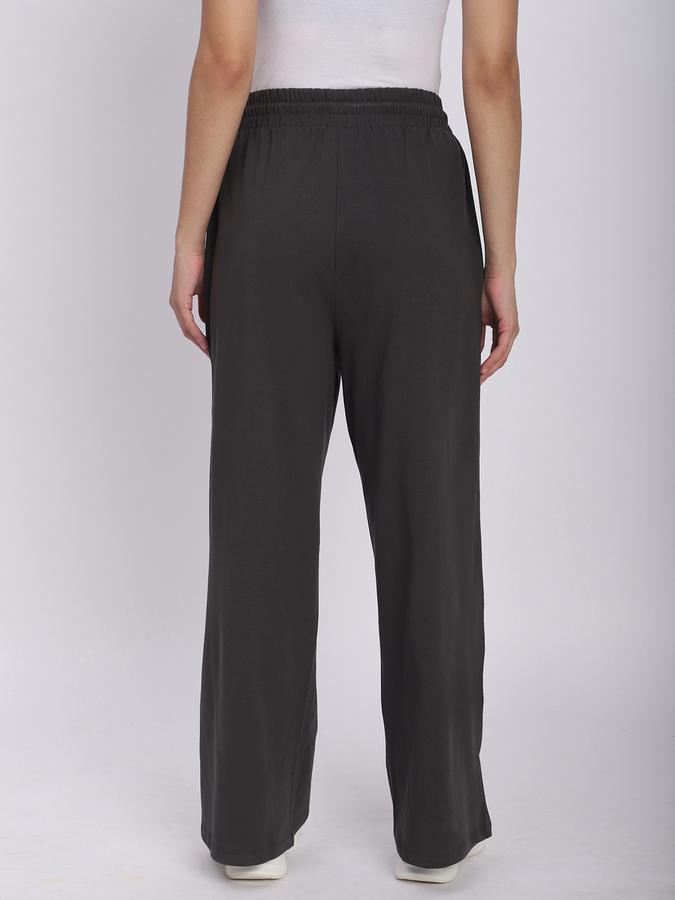 R&B Women Charcoal Solid Wide-Leg Joggers