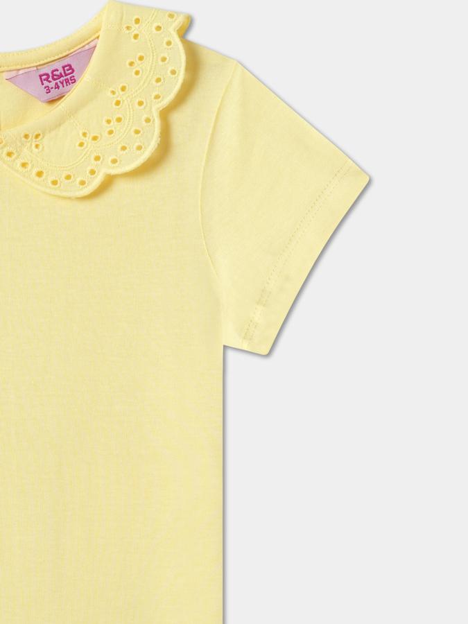 Girls Regular Fit Short Sleeve Peter Pan Collar Top
