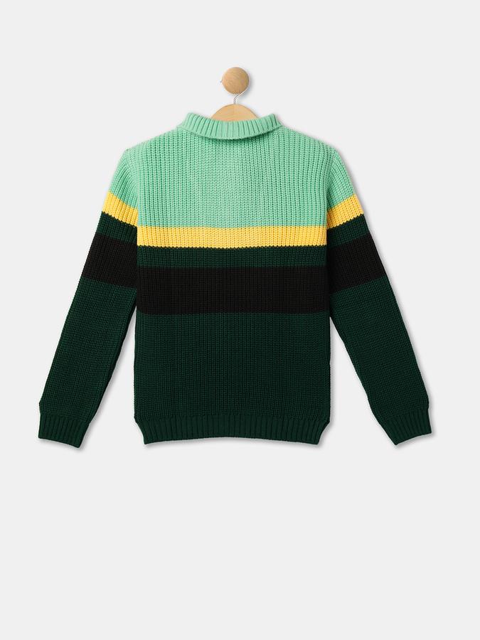 R&B Boys' Grey Colourblocked Sweater