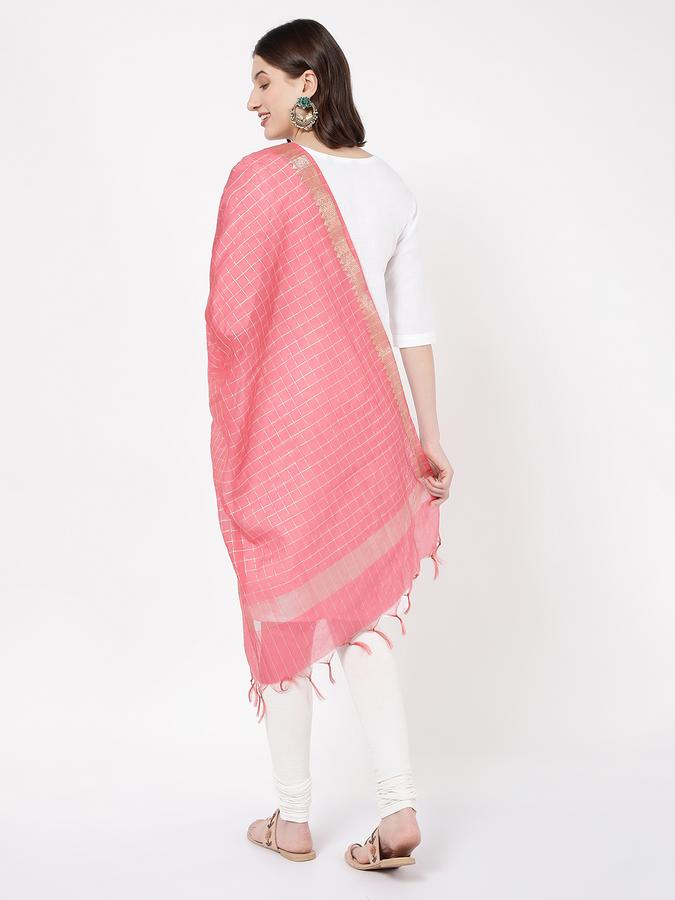 R&B Women's Fuchsia Checked Dupatta