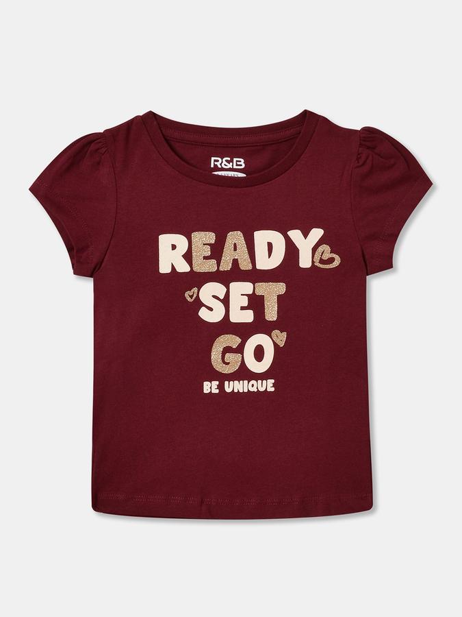 Girls Cotton Regular Fit Crew Neck Graphic T-shirt