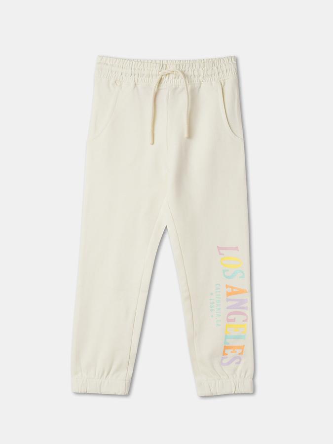 Girls Typographic Print Straight Track Pants