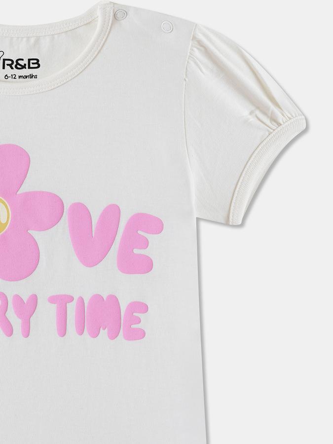R&B Baby Girls Graphic Print Pure Cotton Regular T Shirt image number 2