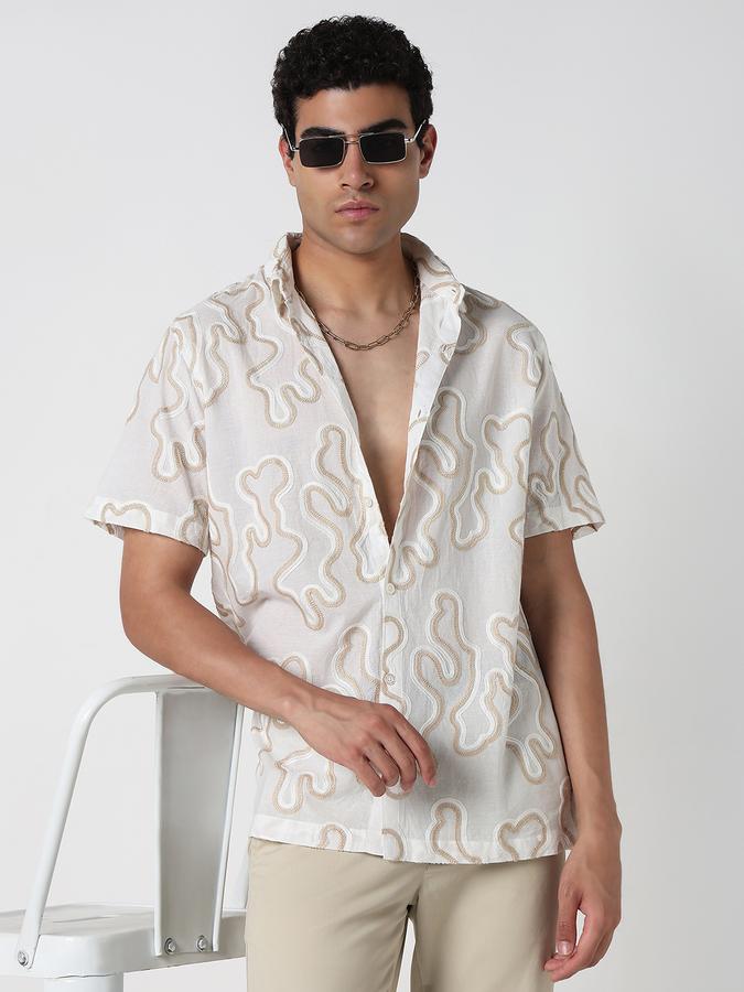 Men Self Design Casual Shirt 