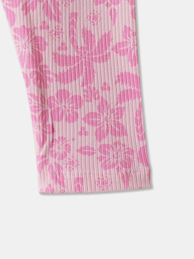 Girls Cotton Fitted Elastic Waist Printed Leggings