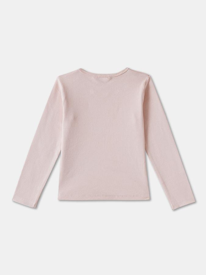 Girls Cotton Regular Fit Crew Neck Long Sleeve Appliqu&eacute; Top