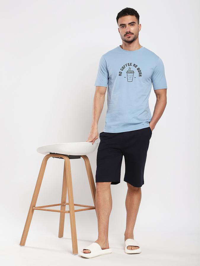 Men Cotton Relaxed Fit Solid Elastic Waist Sleep Shorts